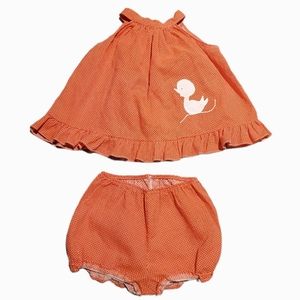 Royal Heir Vintage Set Tie Back Top With Bloomers Duck Applique GUC Size 3T